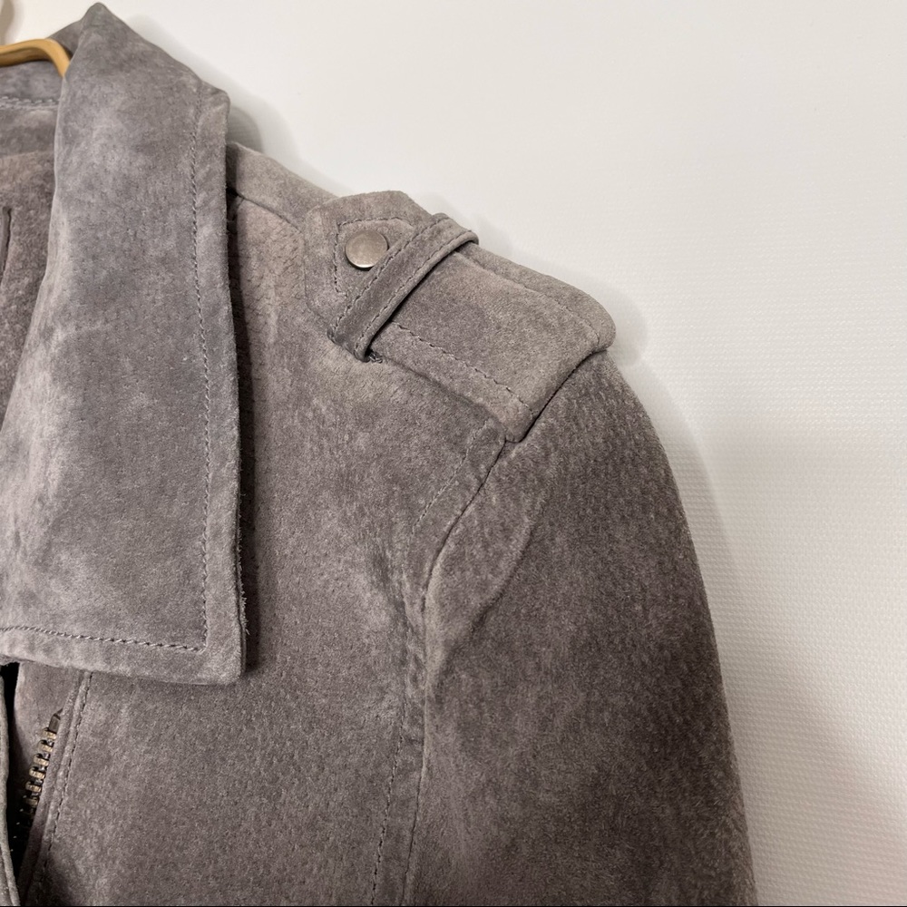 Blank NYC Grey Suede Moto Jacket Size Large - Picture 11 of 11